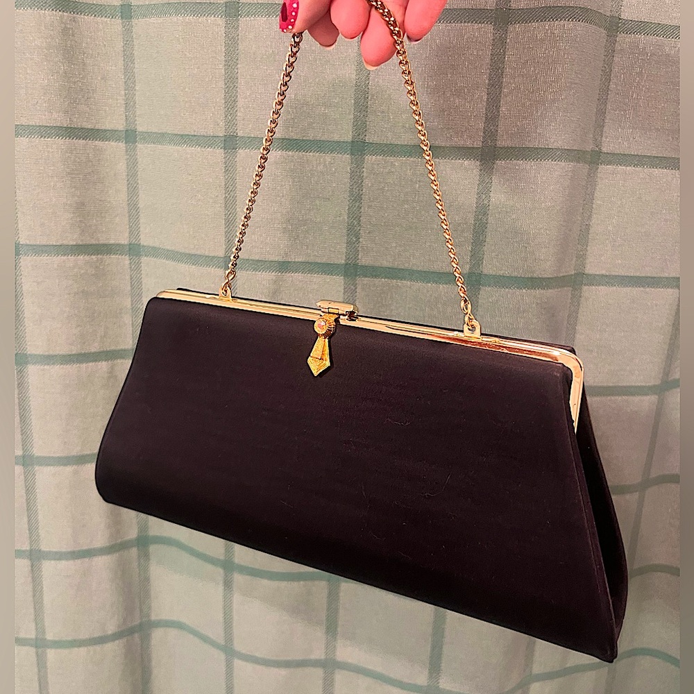 Little black and gold formal clutch purse